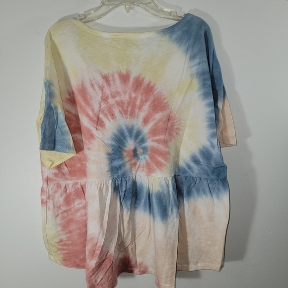American Eagle Tie Dye Swirl Ruffle Babydoll Hi-Lo Tee T-Shirt Medium - Picture 2 of 10
